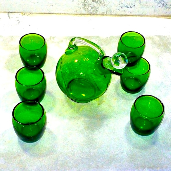 Handblown Tilt Ball Decanter & Cordials Set Cambridge Glass Co Circa 1930’s EUC - Picture 14 of 16